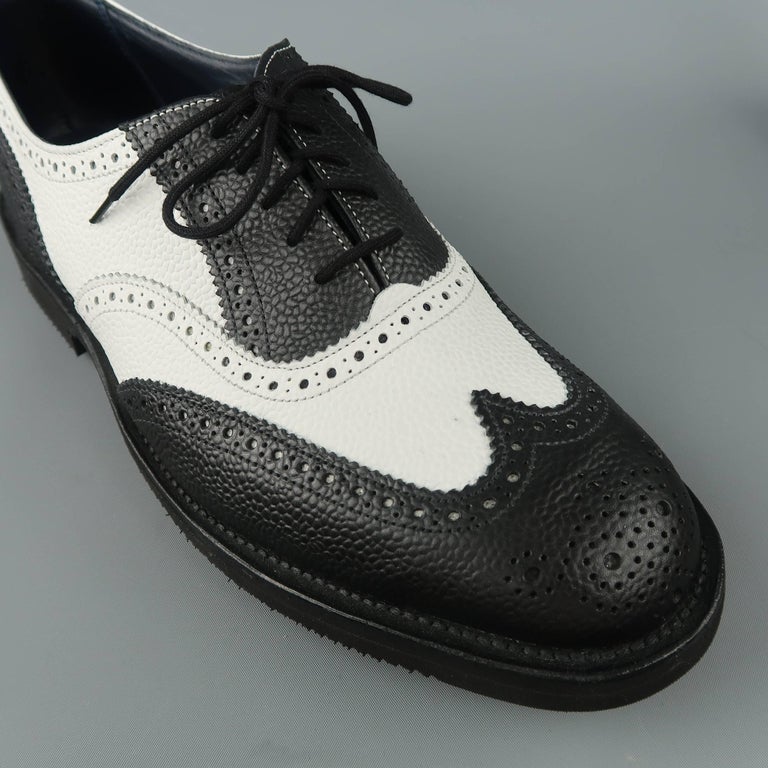 Men's TRICKER'S x JUNYA WATANABE Size 10 Black and White Leather Brogue ...