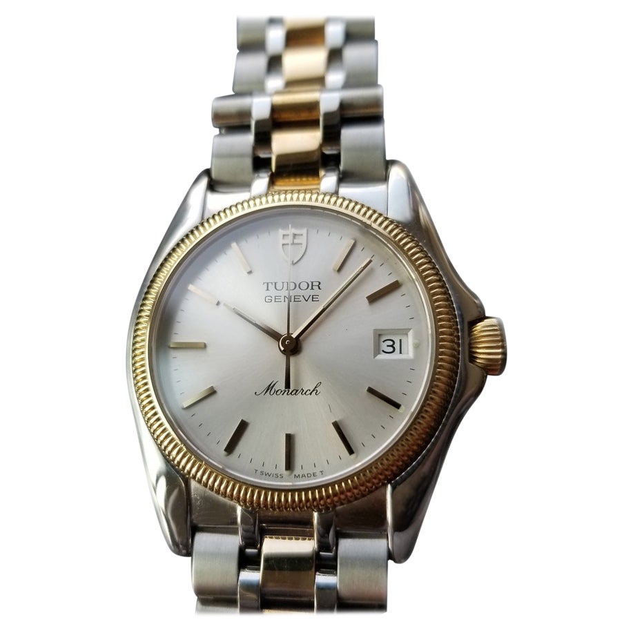 Herren Tudor Monarch 15733 18k Gold und SS Quarz datiert ca. 1990er Jahre Schweizer LV954