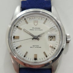 Mens Tudor Oyster Prince 7017/0 Date Day Jumbo 38mm Automatic 1960s Swiss RA252B