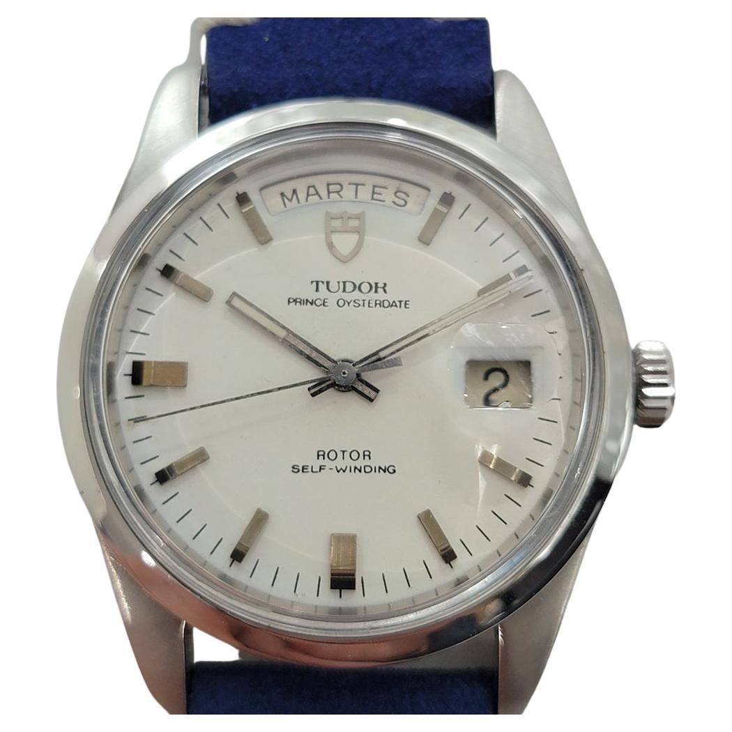 Mens Tudor Oyster Prince 7017/0 Date Day Jumbo 38mm Automatic 1960s Swiss RA252B