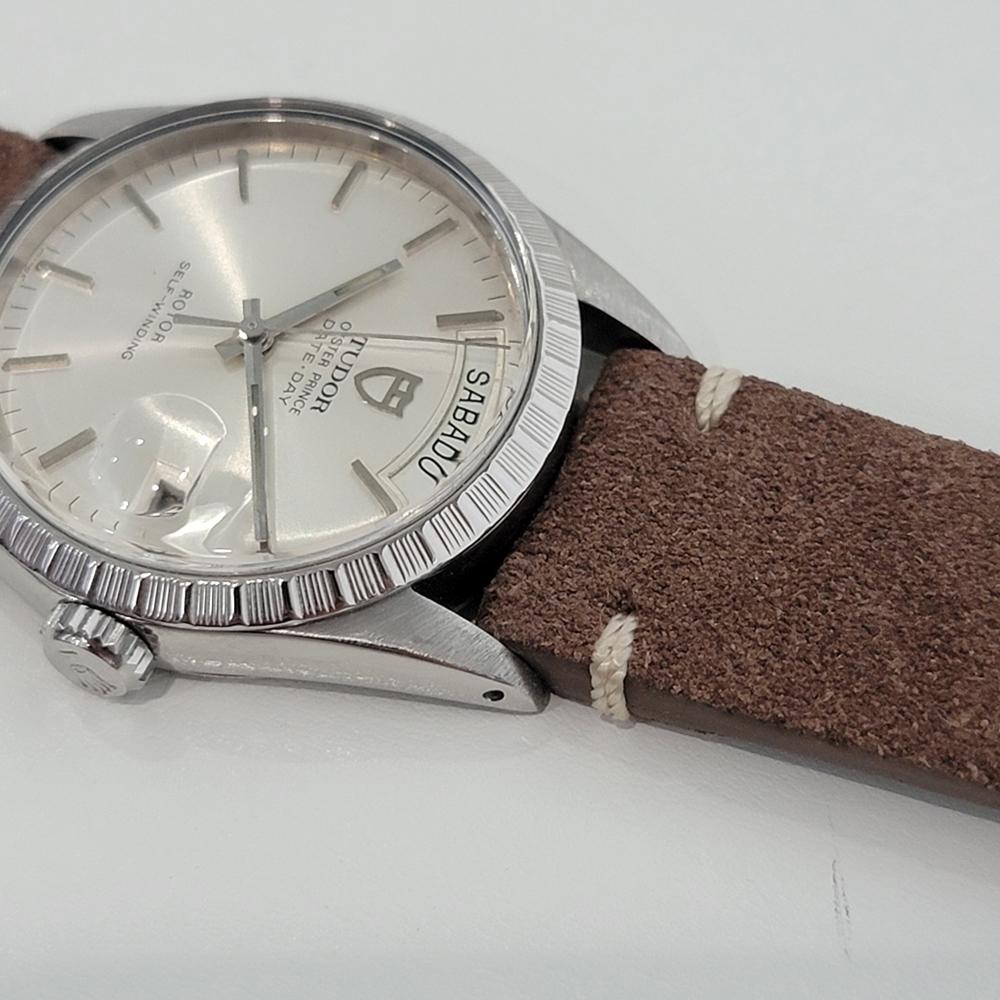 Mens Tudor Oyster Prince Ref 94510 Date Day 36mm Automatic 1980s Swiss RA251 In Excellent Condition For Sale In Beverly Hills, CA