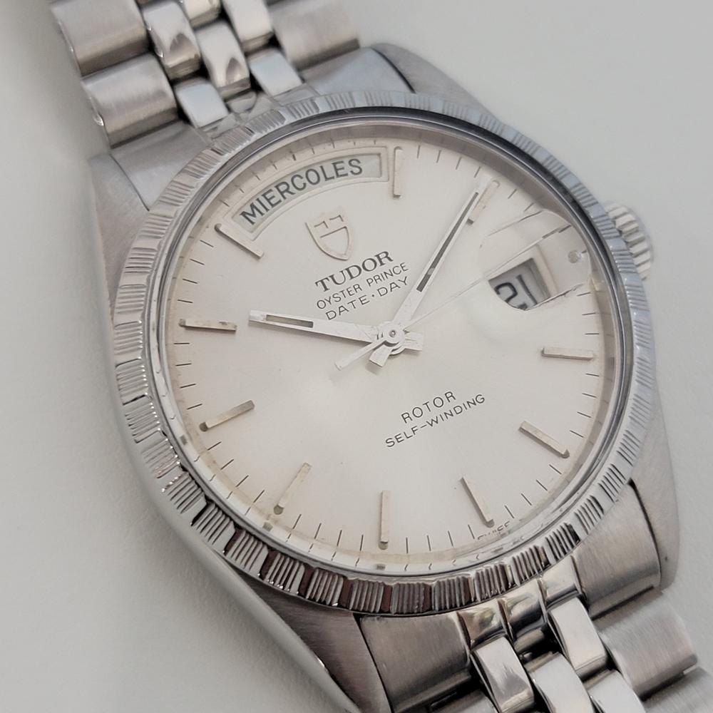 Tudor Oyster Prince Réf. 94510 Date Day 36mm Automatique Suisse RA251S des années 1980 pour hommes Excellent état - En vente à Beverly Hills, CA