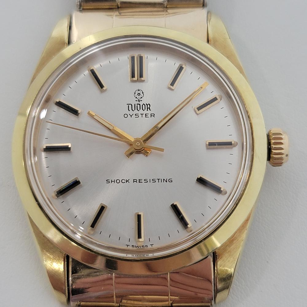 Klassischer Luxus, Herrenuhr Tudor Oyster Ref.7991/1 mit Goldkappe und Handaufzug, ca. 1972, alles original. Von einem Uhrmachermeister für echt befunden. Wunderschönes, von Tudor signiertes Silberzifferblatt, aufgesetzte Indexe, vergoldete Minuten-