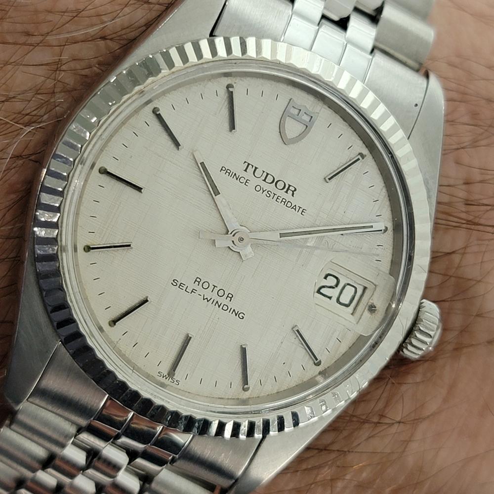 Mens Tudor Prince Oysterdate 74000 35mm Automatic Linen Dial 1980s Swiss RA454 10
