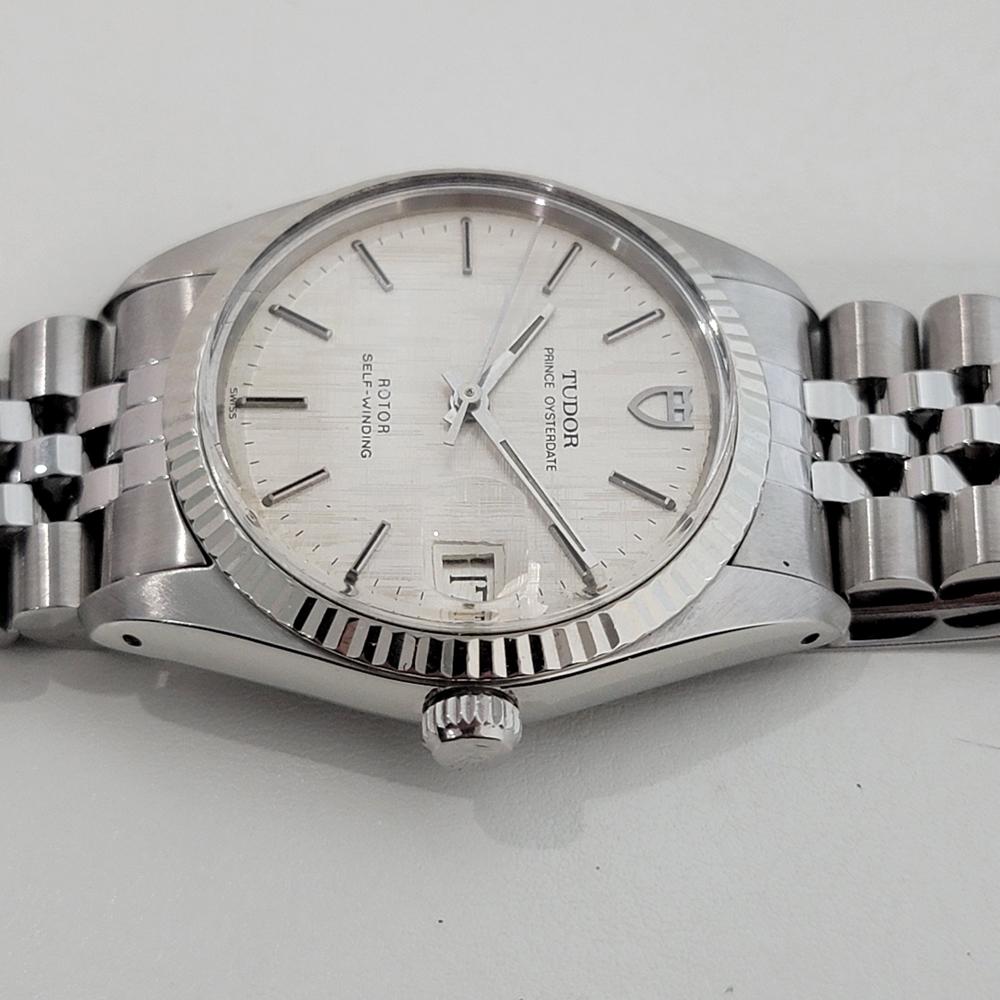 Mens Tudor Prince Oysterdate 74000 35mm Automatic Linen Dial 1980s Swiss RA454 1