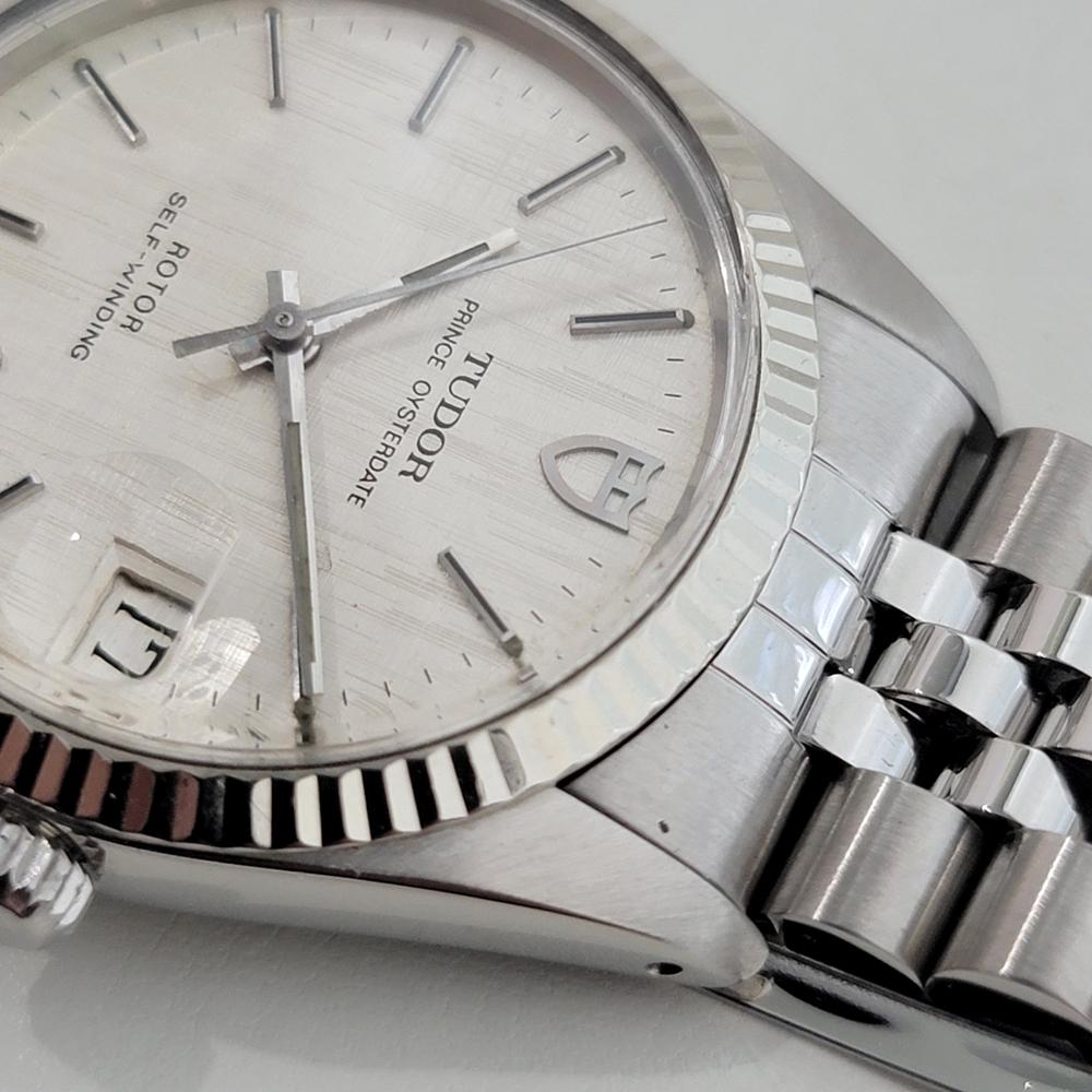 Mens Tudor Prince Oysterdate 74000 35mm Automatic Linen Dial 1980s Swiss RA454 2