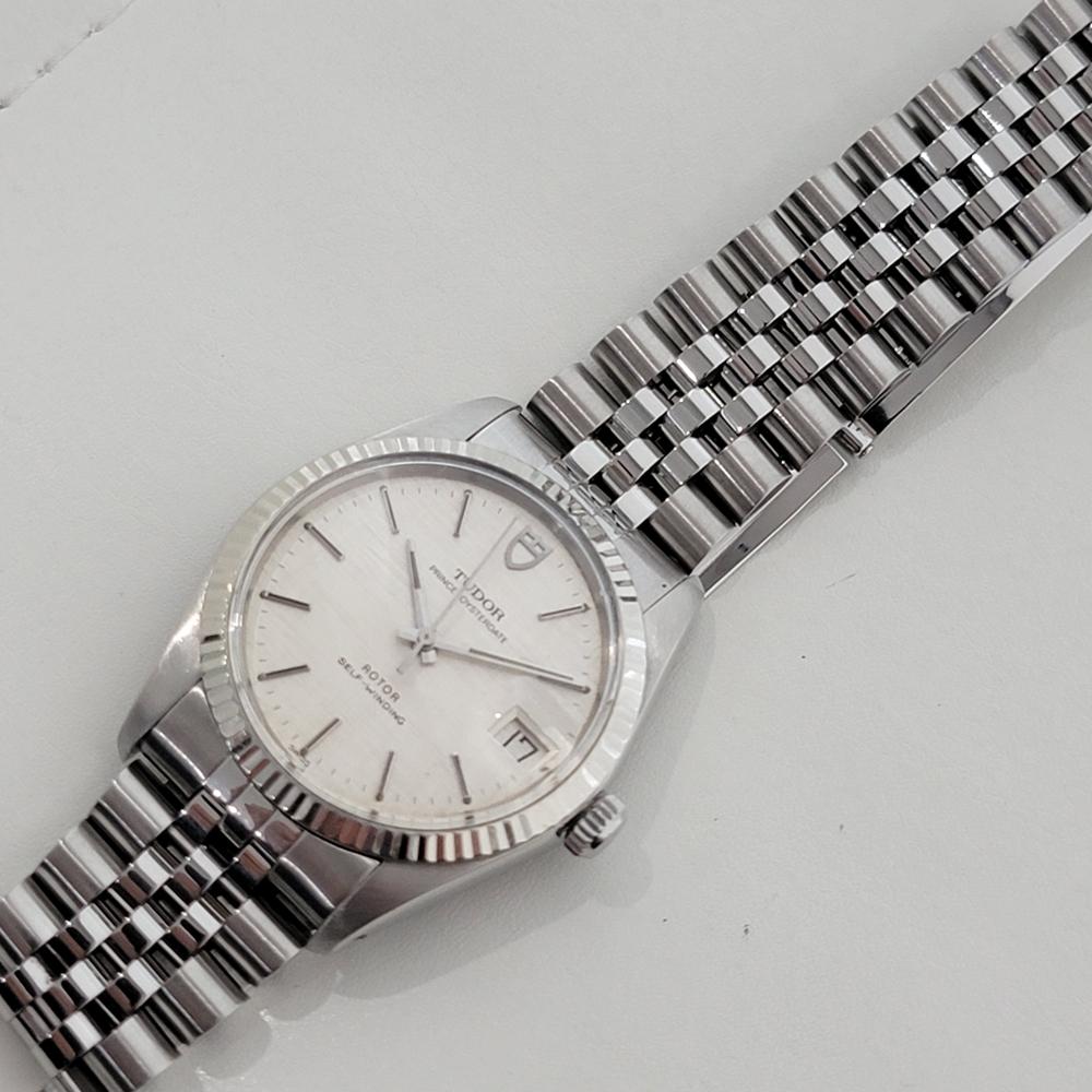 Mens Tudor Prince Oysterdate 74000 35mm Automatic Linen Dial 1980s Swiss RA454 3