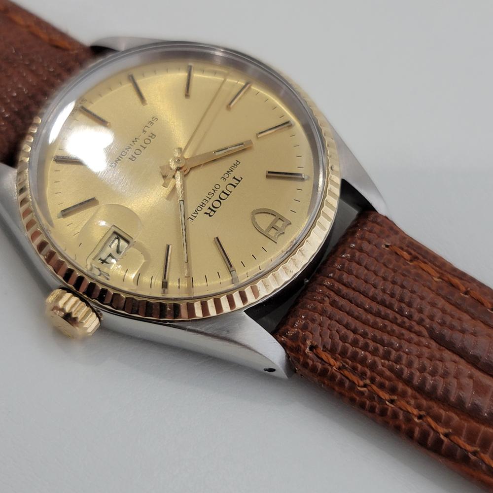 Mens Tudor Prince Oysterdate Ref 75403 14k SS Automatic 1980s Swiss RA309 In Excellent Condition For Sale In Beverly Hills, CA