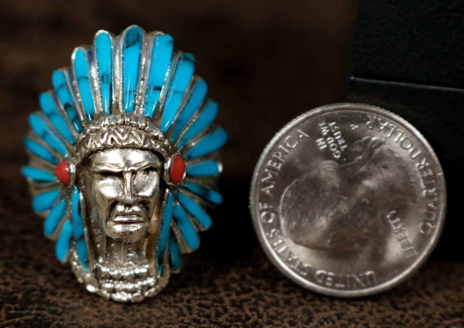 Männer Türkis nordamerikanischen Navajo Indianer Häuptling Sterling Silber Ring (Modernistisch)