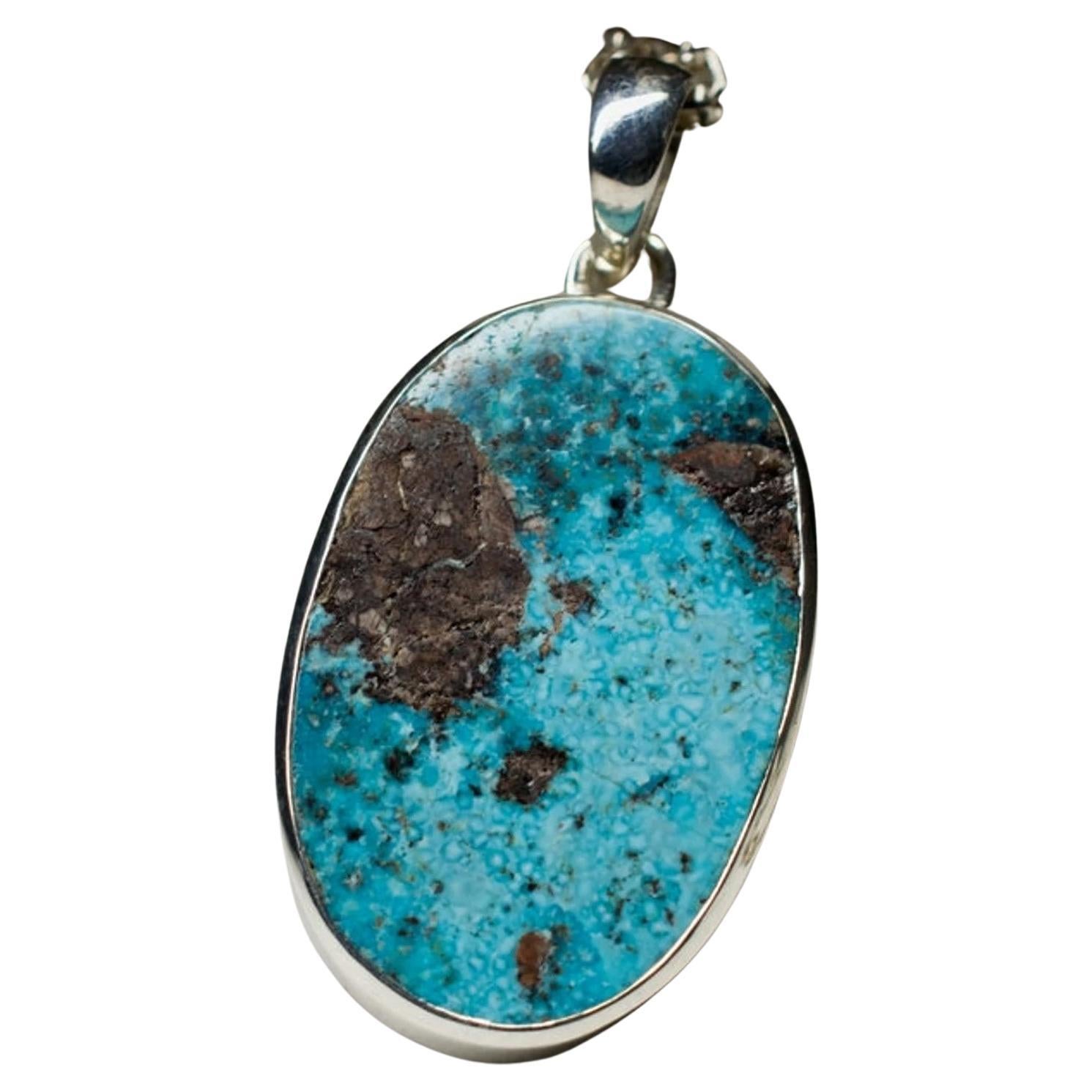 Ciondolo maschile in argento turchese Nature Blue Gemstone Uomo Unisex Gioielli regalo 29ct