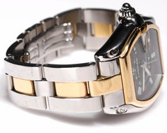 Men's Two-Tone Cartier Roadster XL Black Luminescent Dial Automatic Wristwatch