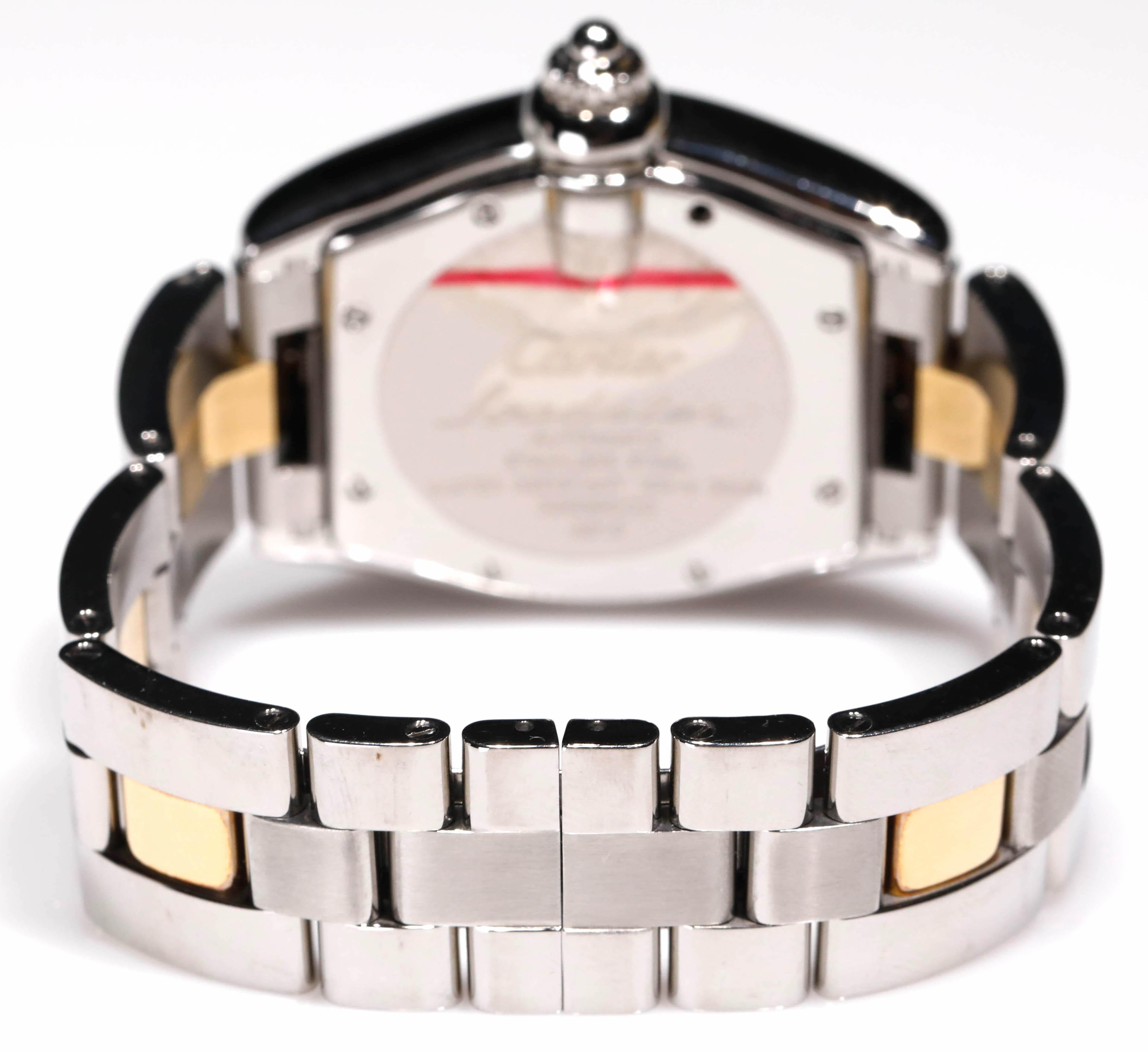 Montre-bracelet automatique Cartier Roadster XL à cadran lumineux noir bicolore pour hommes Pour hommes en vente