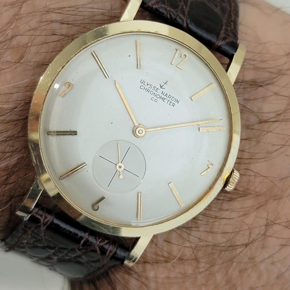 Mens Ulysse Nardin Chronometer 14k Gold Manual Wind 1960s Vintage Swiss RA497 For Sale 8