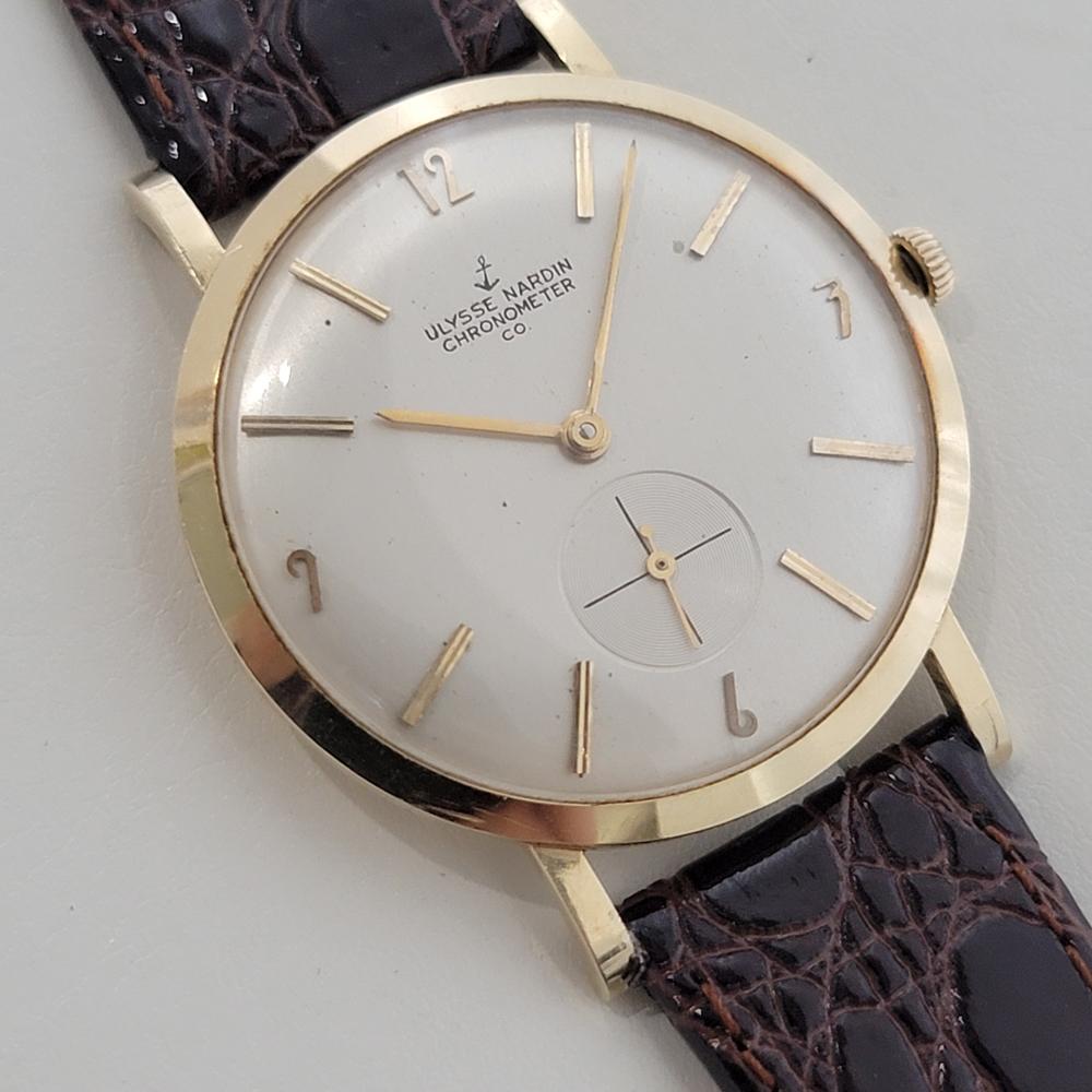 Retro Mens Ulysse Nardin Chronometer 14k Gold Manual Wind 1960s Vintage Swiss RA497 For Sale