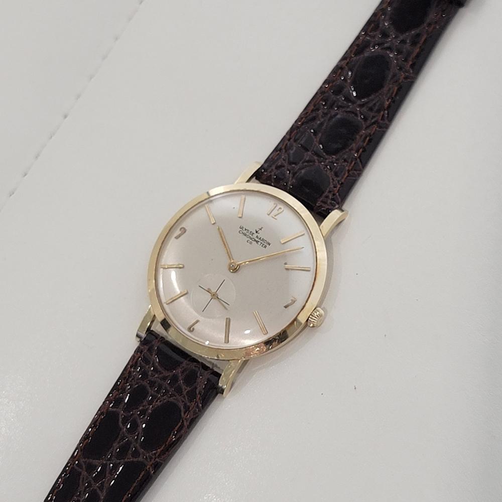 Mens Ulysse Nardin Chronometer 14k Gold Manual Wind 1960s Vintage Swiss RA497 For Sale 2