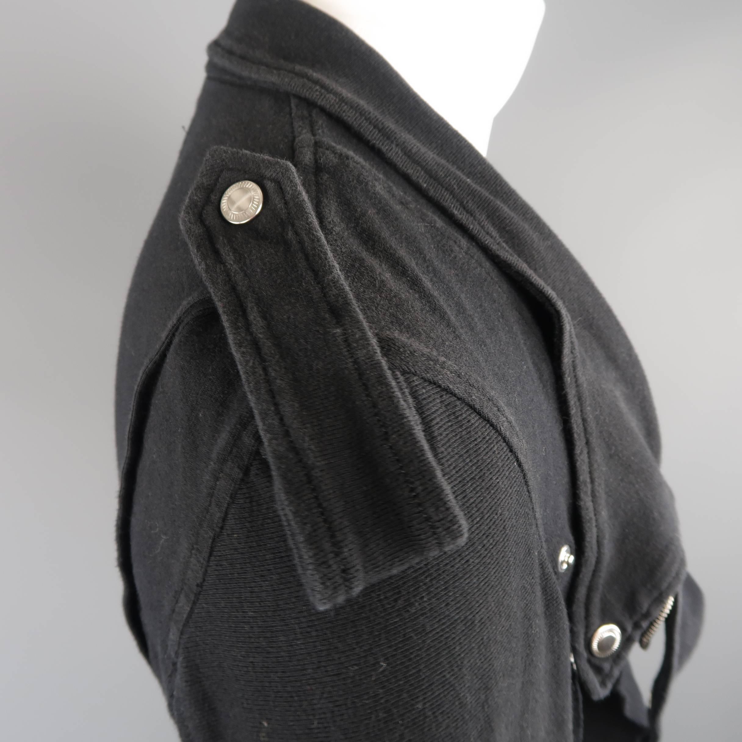 Men's  UNDERCOVER S Black Denim Asymmetrical Shredded Biker Jacket 4