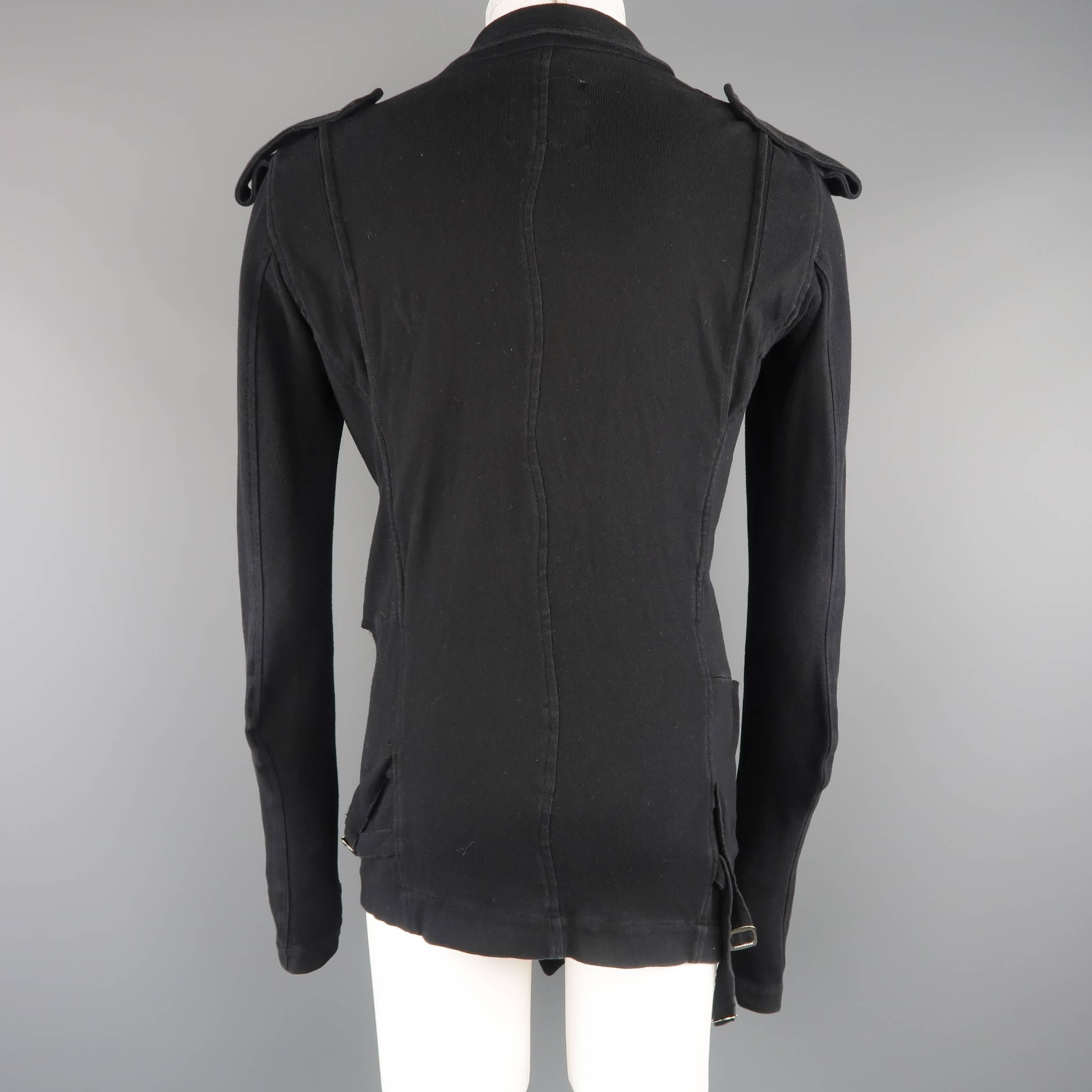Men's  UNDERCOVER S Black Denim Asymmetrical Shredded Biker Jacket 5