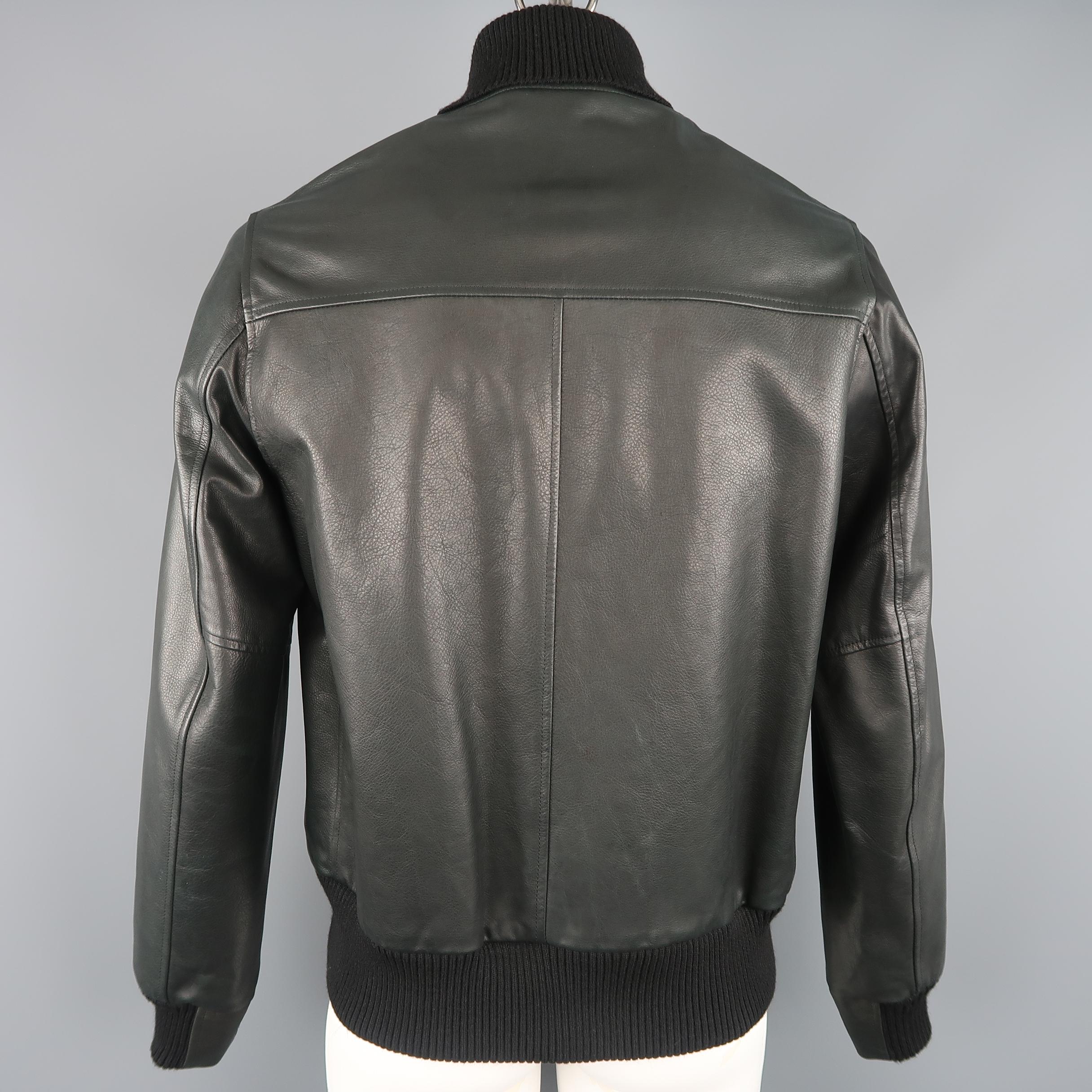 Men's UNIONMADE X GOLDEN BEAR L Black Leather Varisty Jacket In Excellent Condition In San Francisco, CA