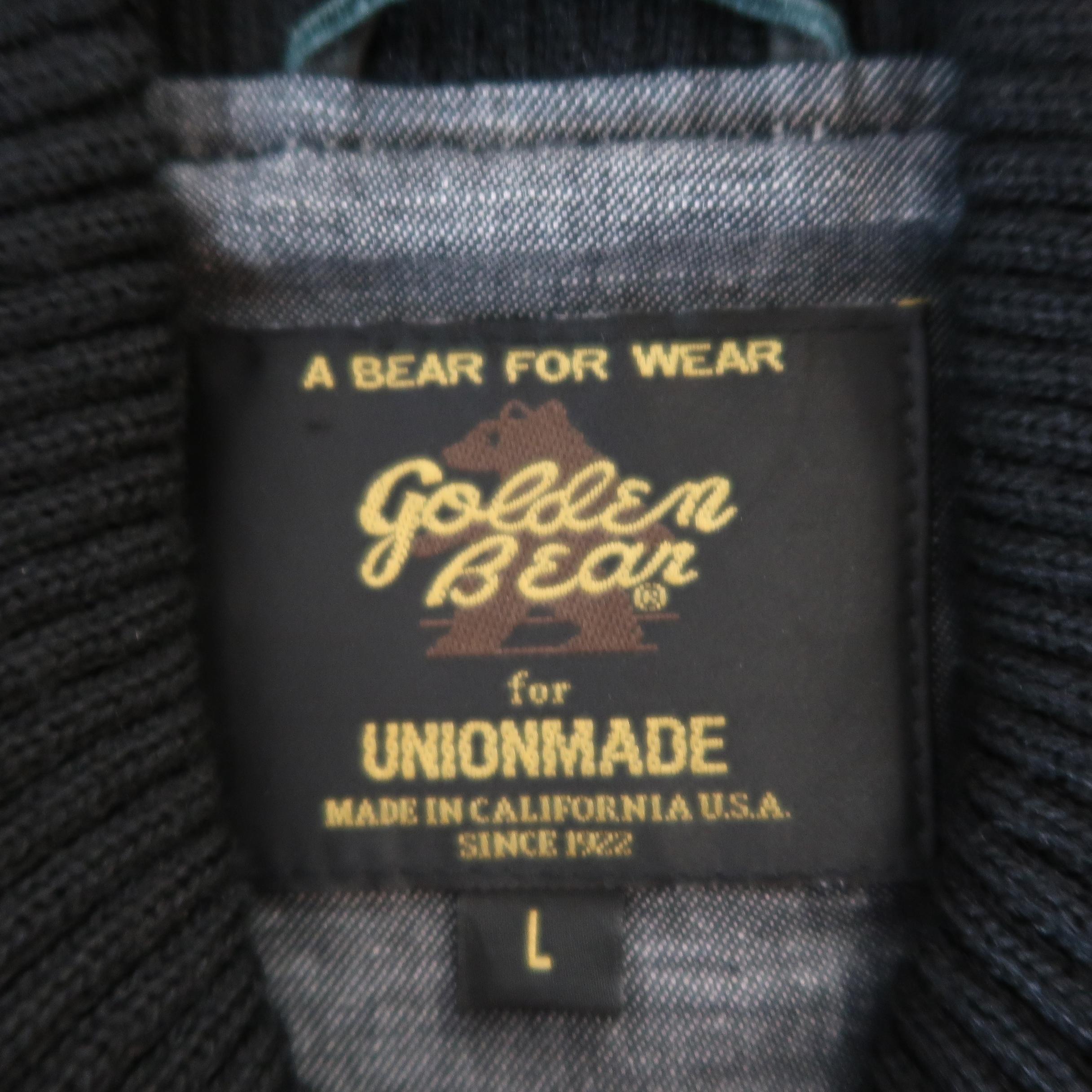 Men's UNIONMADE X GOLDEN BEAR L Black Leather Varisty Jacket 1