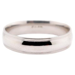 Men's Unique Solid 14K White Gold Wedding Band