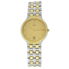 Men
s Unisex Omega Classic Steel Gold Quartz Date Watch