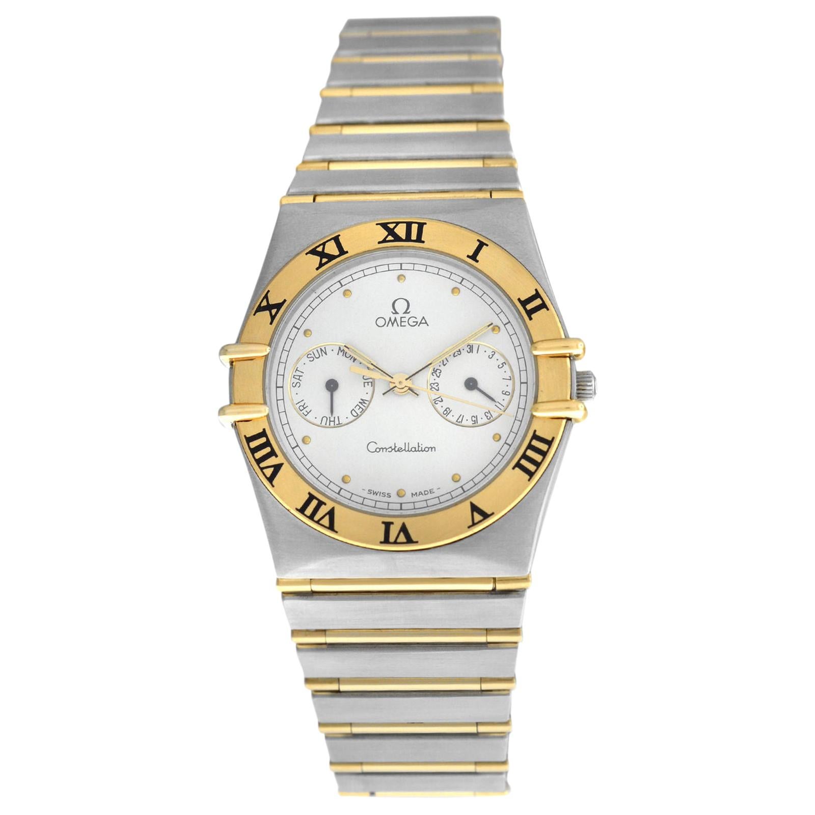 Men's Unisex Omega Constellation 3961069 Day Date Full Bar Gold Watch