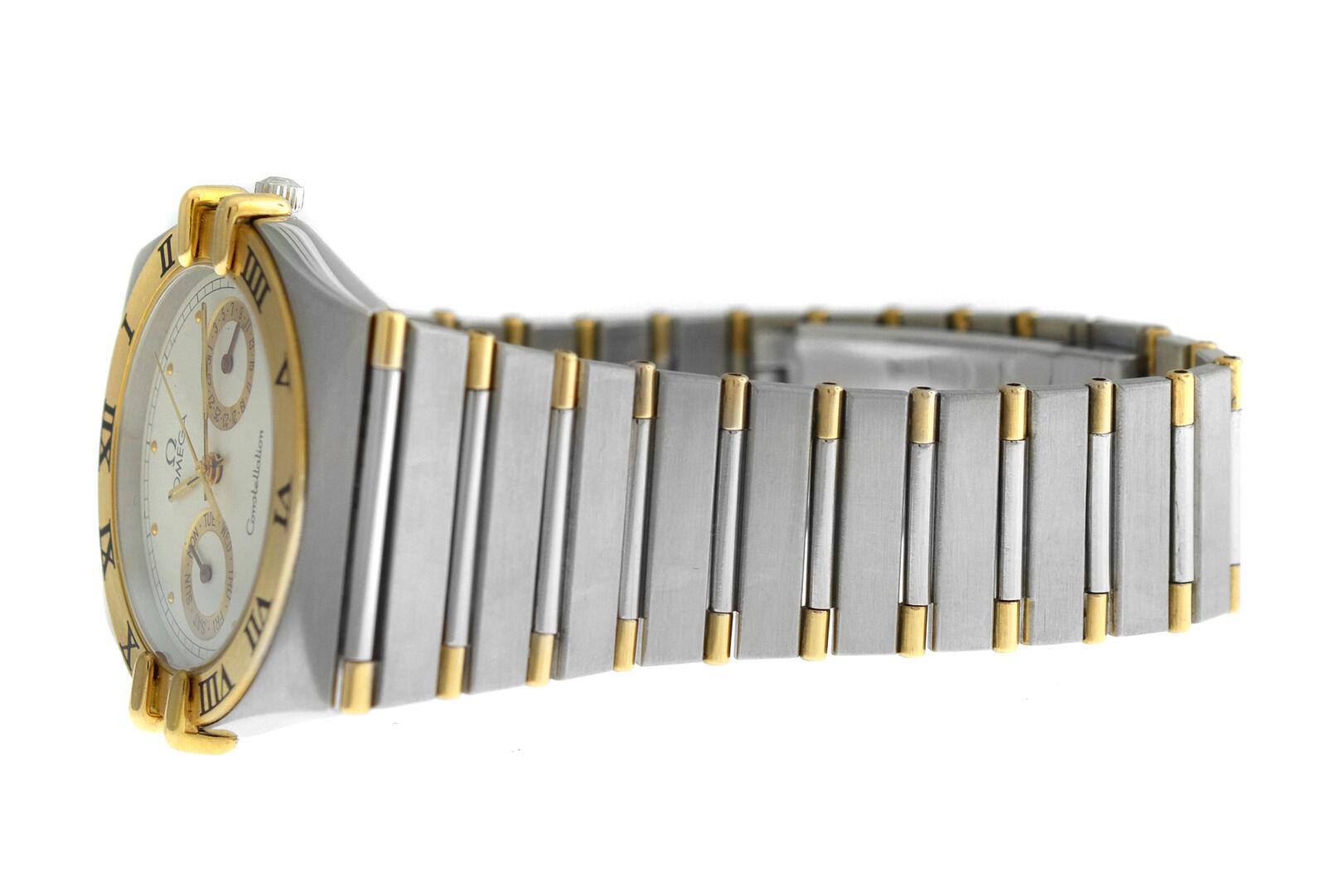 Men's Unisex Omega Constellation 3961070 Day Date Half Bar Gold Watch 3