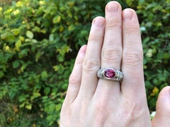 Mens, Unisex Ring with Genuine Ruby