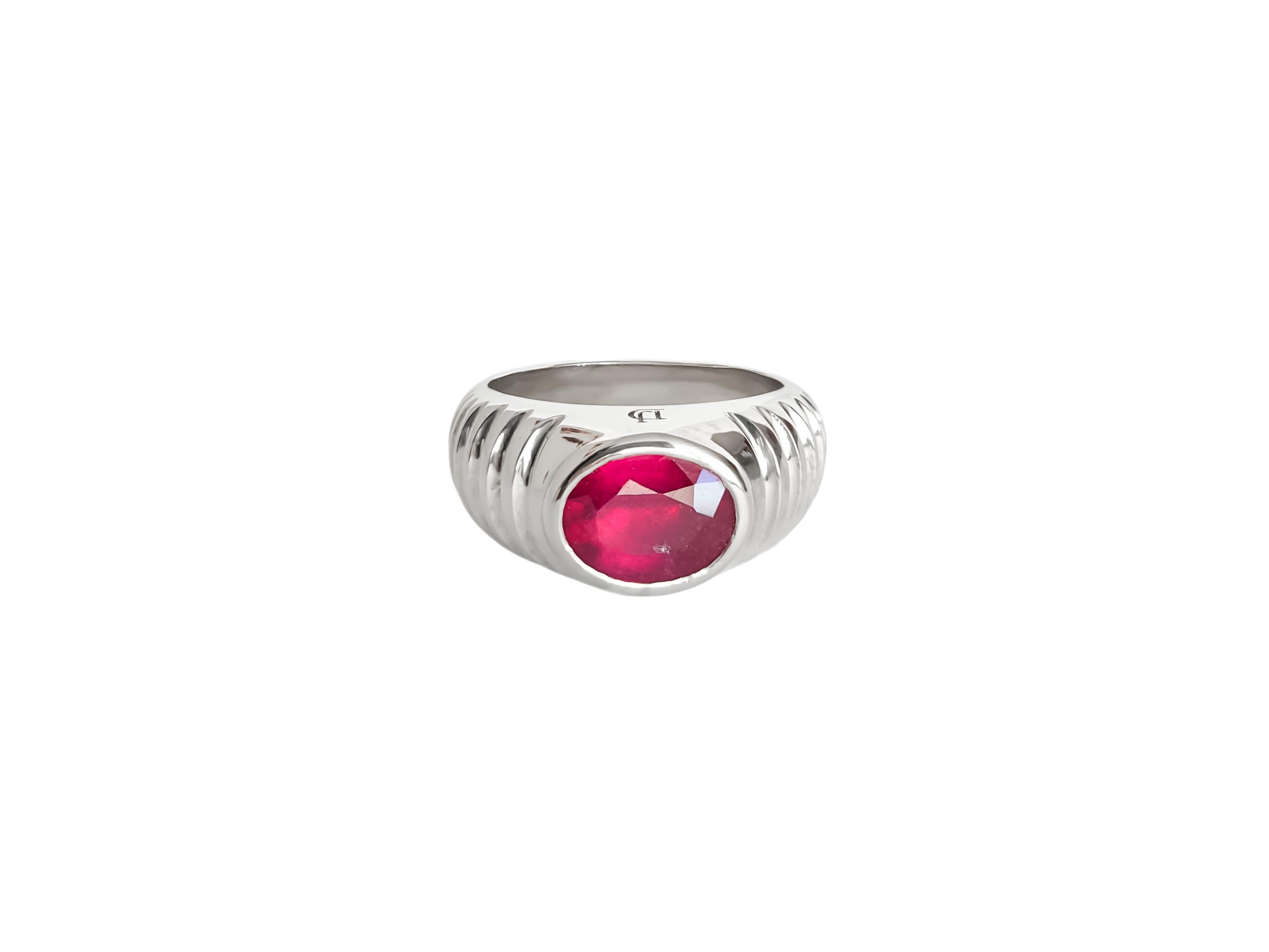 For Sale:  Mens, Unisex Ring with Genuine Ruby 4