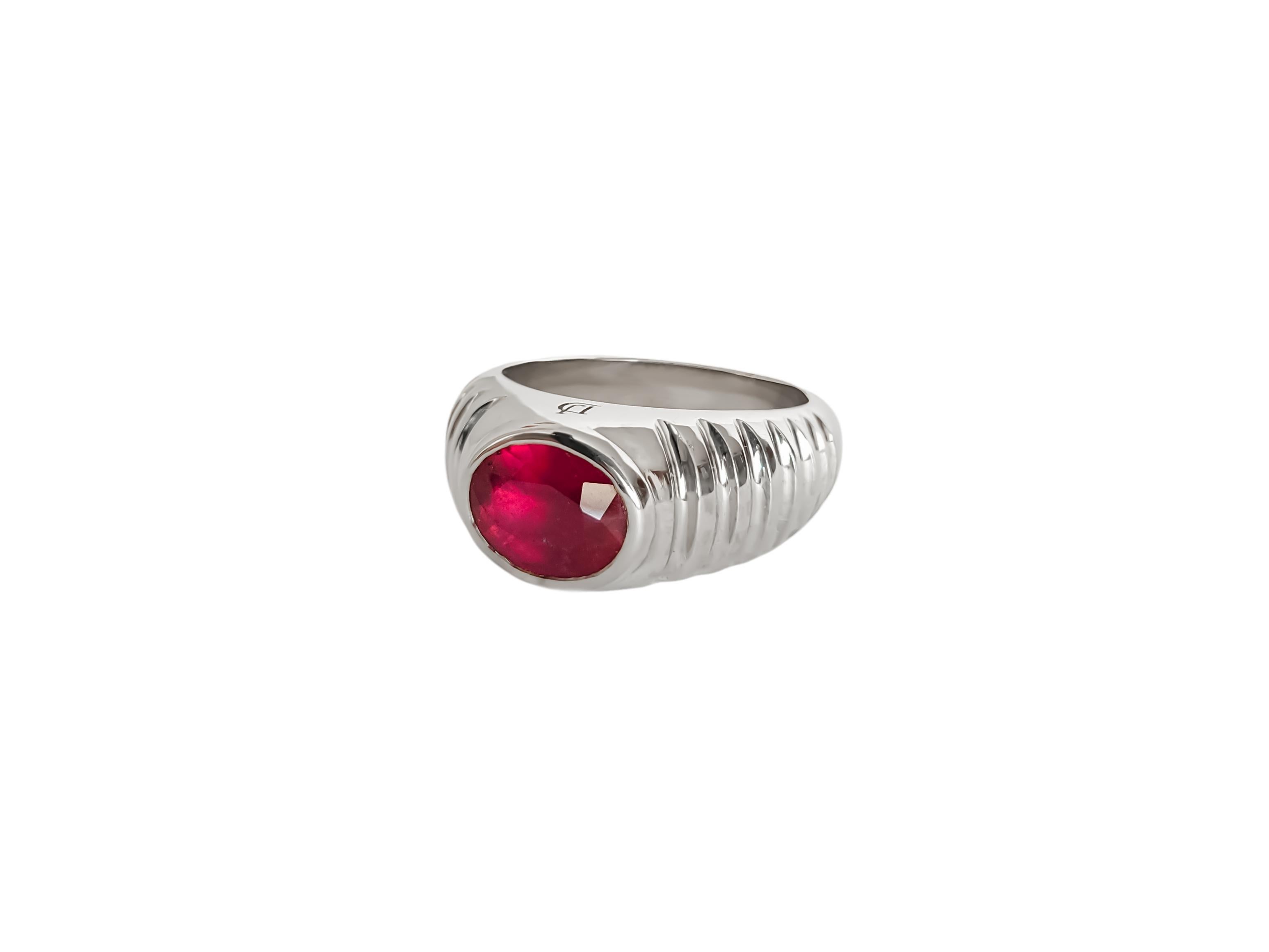 For Sale:  Mens, Unisex Ring with Genuine Ruby 5