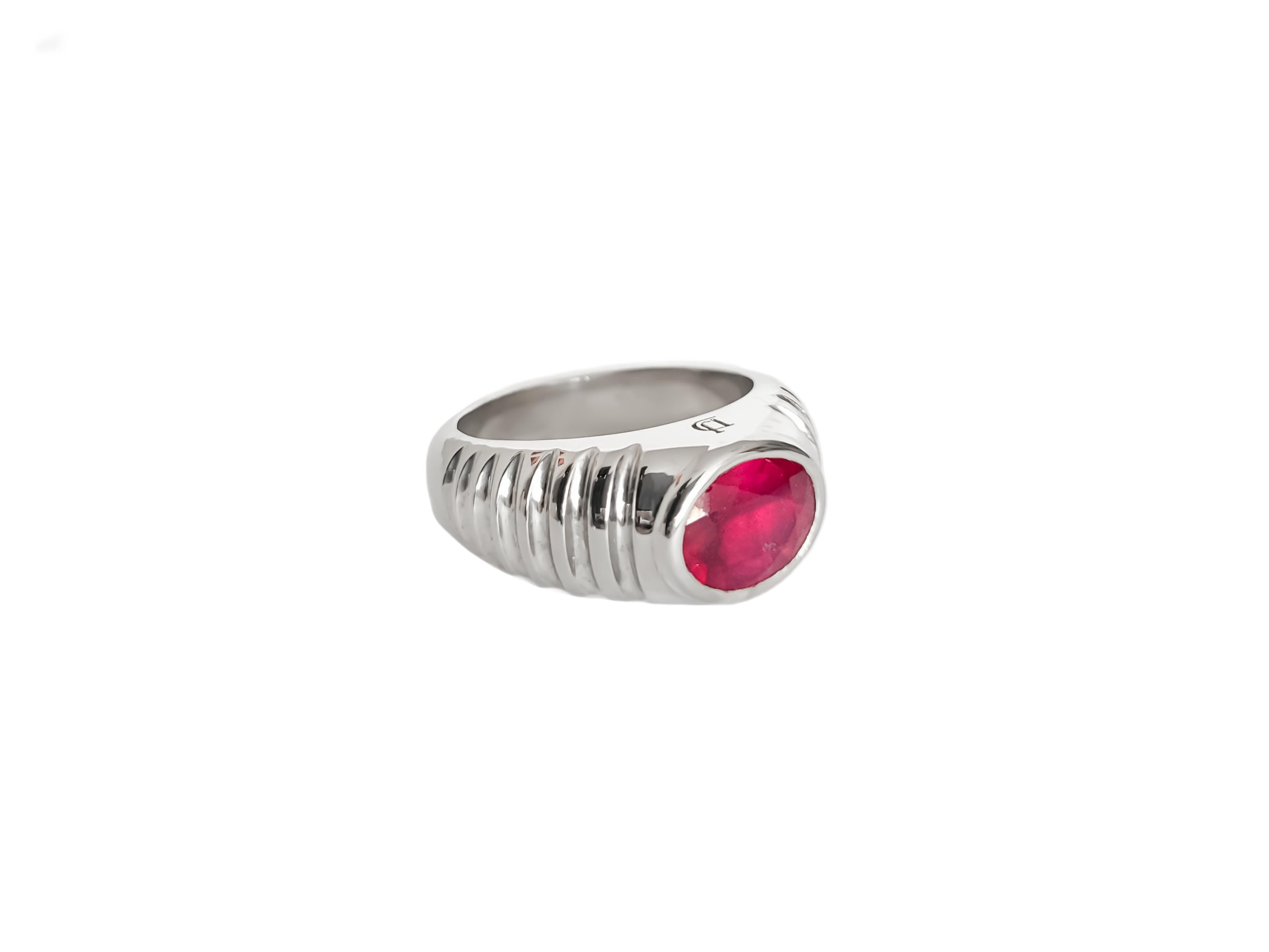 For Sale:  Mens, Unisex Ring with Genuine Ruby 6