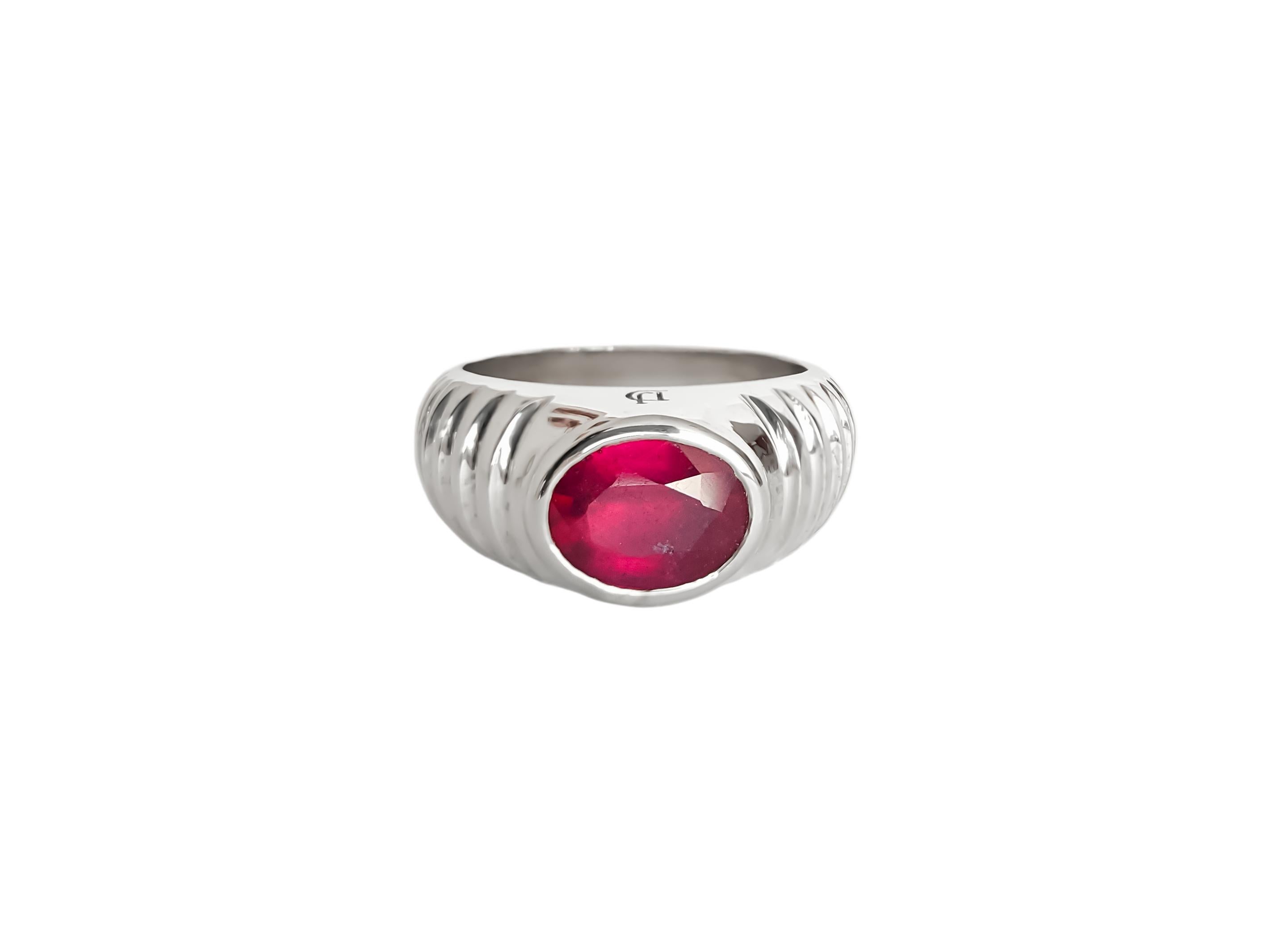 For Sale:  Mens, Unisex Ring with Genuine Ruby 7