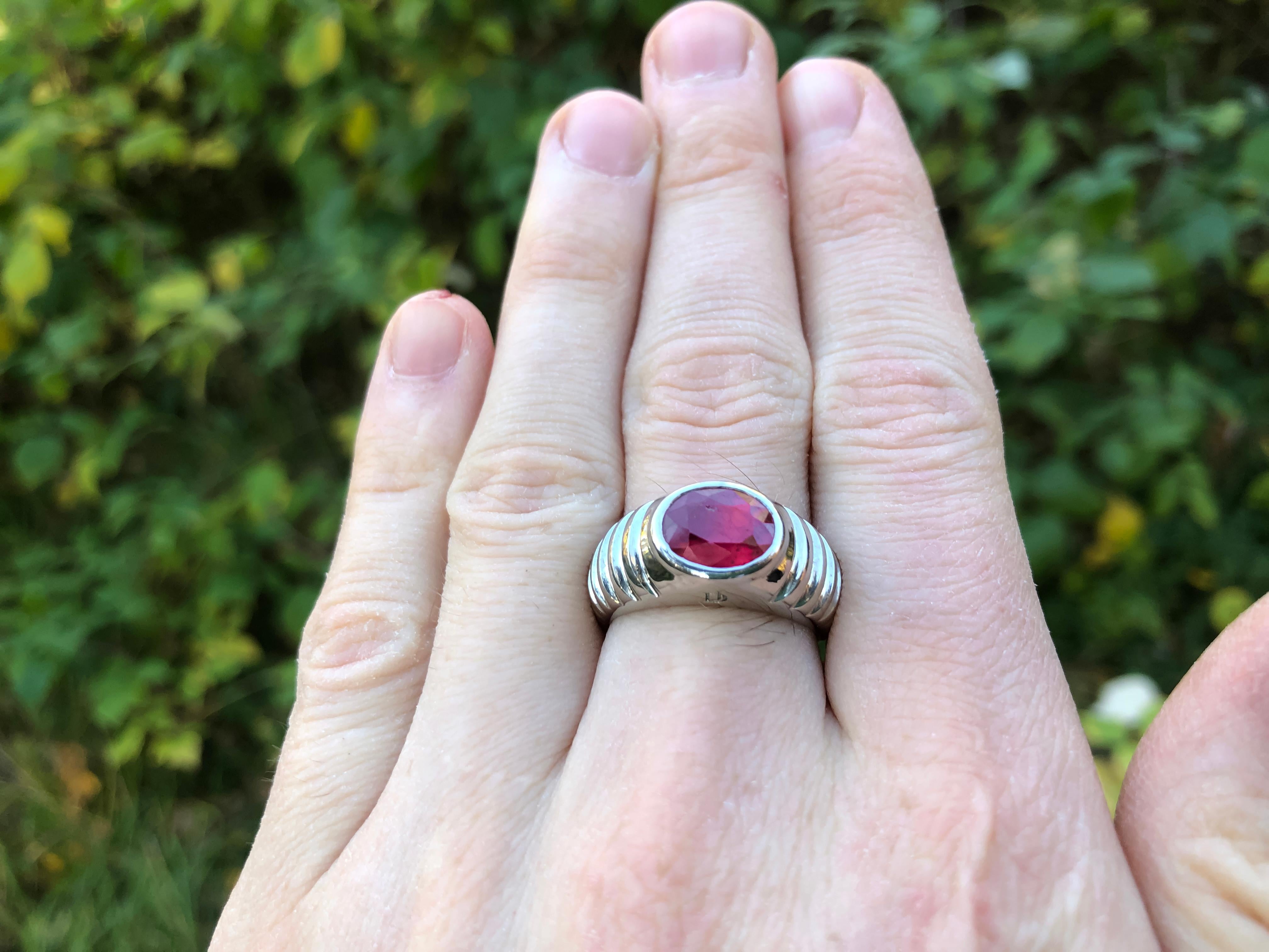 For Sale:  Mens, Unisex Ring with Genuine Ruby 8