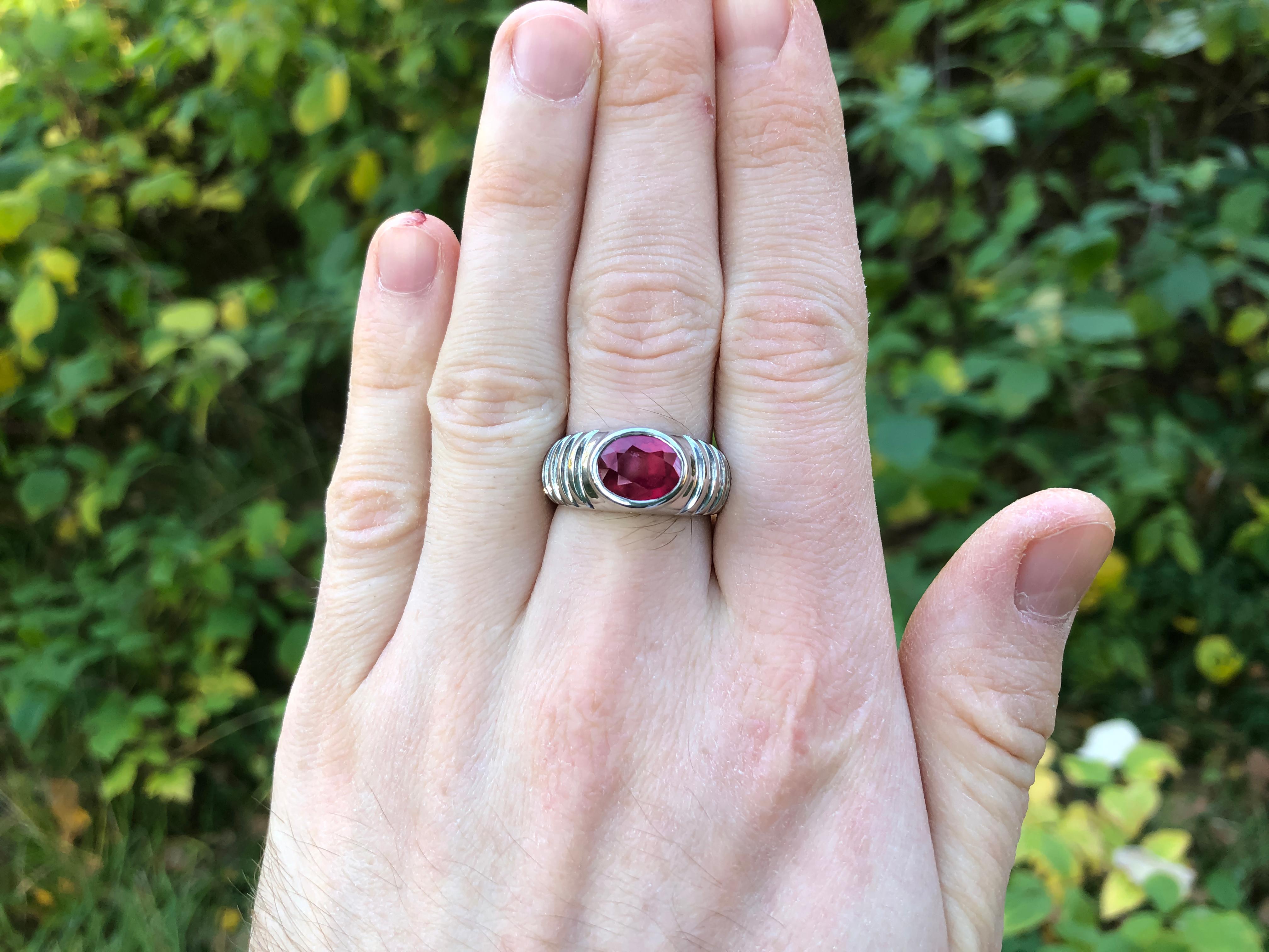 For Sale:  Mens, Unisex Ring with Genuine Ruby 9