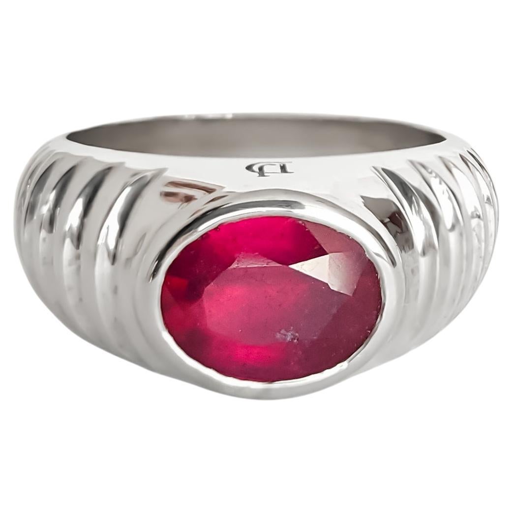 Mens, Unisex Ring with Genuine Ruby