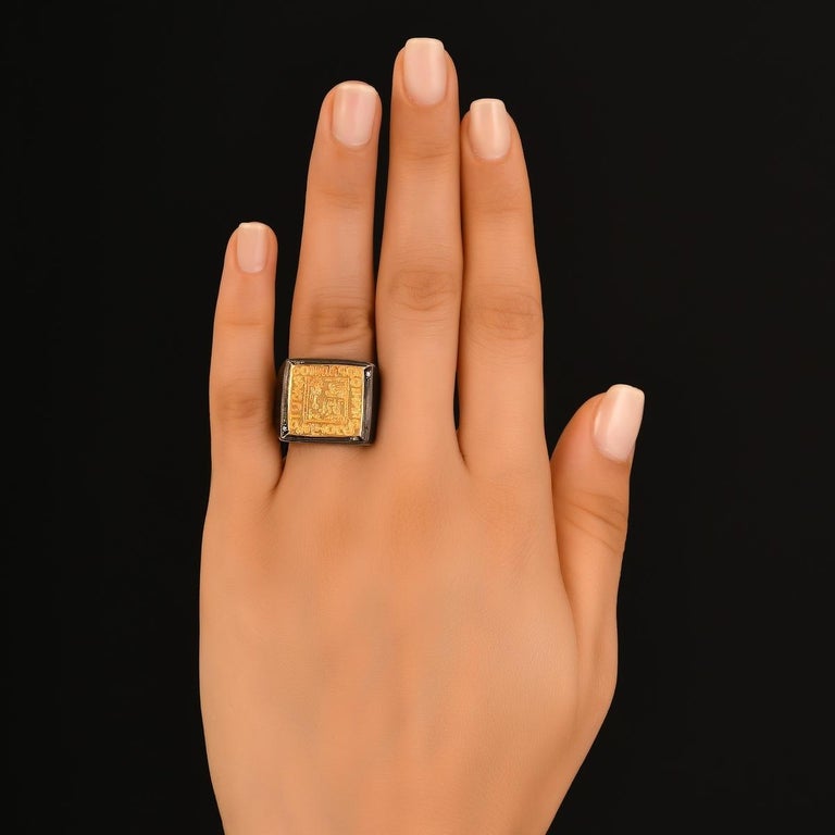 Men's Uskudar Ring 24K Gold & Silver Unisex Cocktail Statement Ring by Kurtulan For Sale 1
