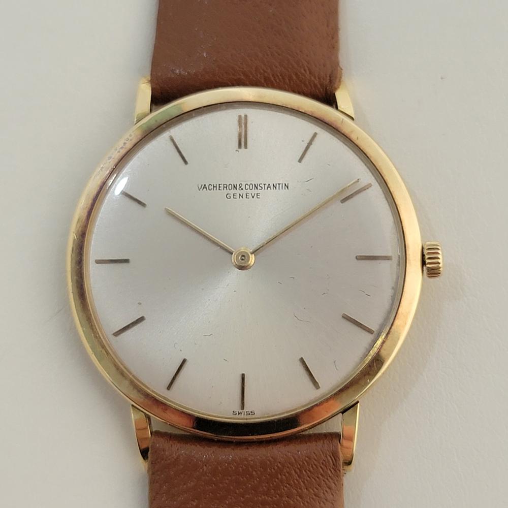 Classic elegance, Men's Vacheron & Constantin Calatrava 18k solid gold ultra-thin hand-wind dress watch, c.1970s, in excellent working condition. Verified authentic by a master watchmaker. Gorgeous simplistic Vacheron & Constantin signed silver