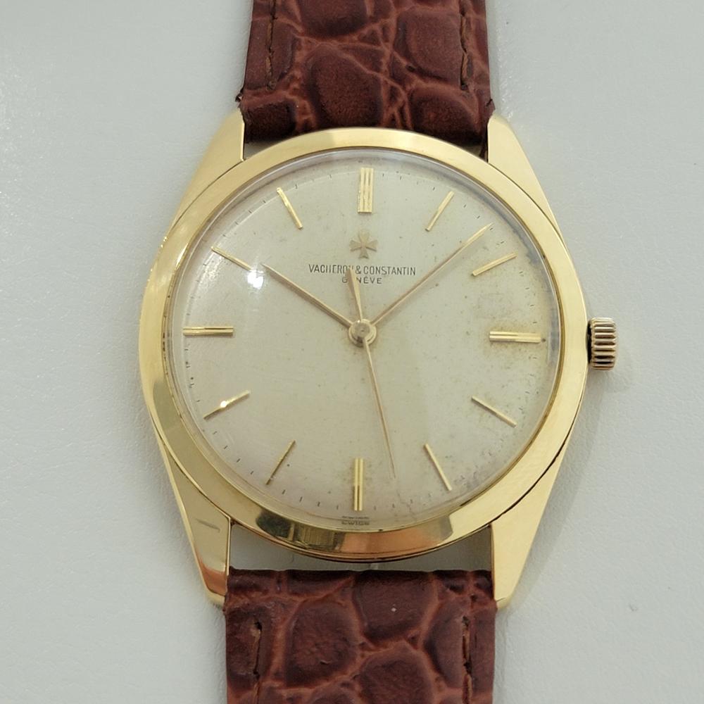 Luxuriöser Klassiker, Herrenuhr aus massivem 18-karätigem Gold Vacheron & Constantin Geneve mit Handaufzug, ca. 1950er Jahre. Von einem Uhrmachermeister für echt befunden. Wunderschönes, originales, unrestauriertes, signiertes Vacheron &