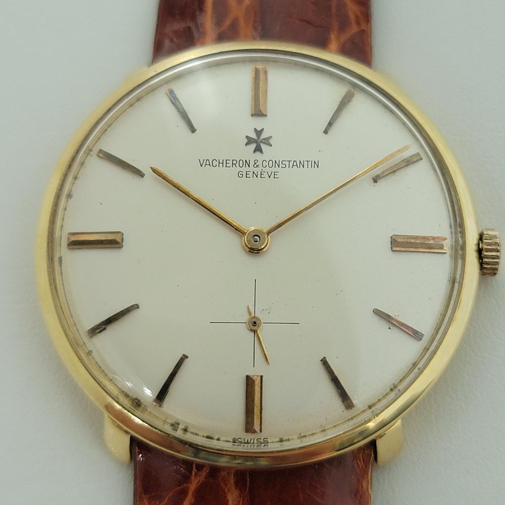 Timeless luxury, Men's 18K solid gold Vacheron & Constantin ref.6317 hand-wind dress watch, circa 1970s. Verified authentic by a master watchmaker. Original, unrestored Vacheron & Constantin dial, Geneve hallmarked, applied indice hour markers, gilt