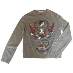 Valentino Grauer Sailor Tattoo Pullover für Herren aus Wollkaschmir