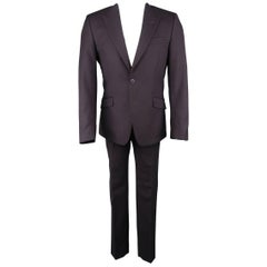 Men's  VERSACE COLLECTION 38 Short Eggplant Wool Peak Lapel Suit