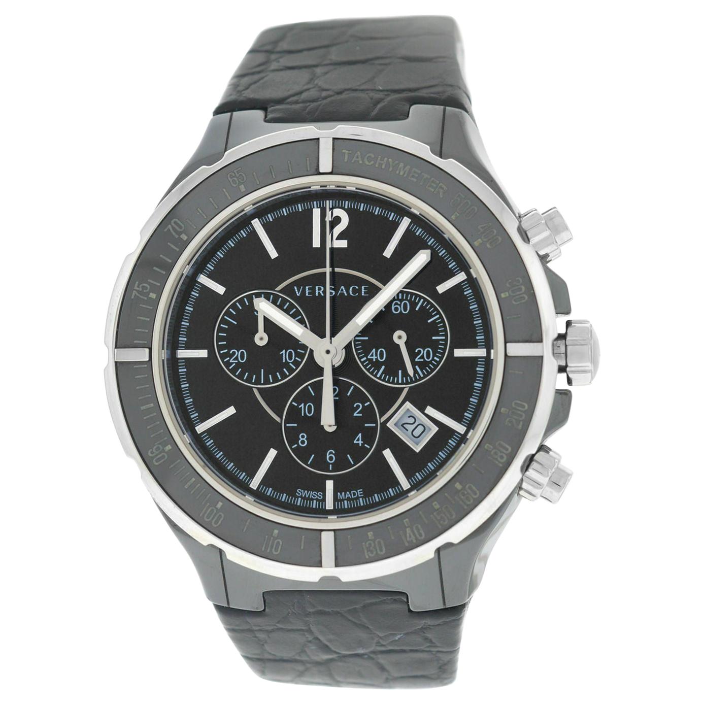 Men's Versace DV One 28CCS9D008 S009 Steel Ceramic Chrono Quartz Watch For Sale