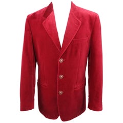 Retro Men's VERSUS by GIANNI VERSACE 38 Red Velvet Lion Button Sport Coat