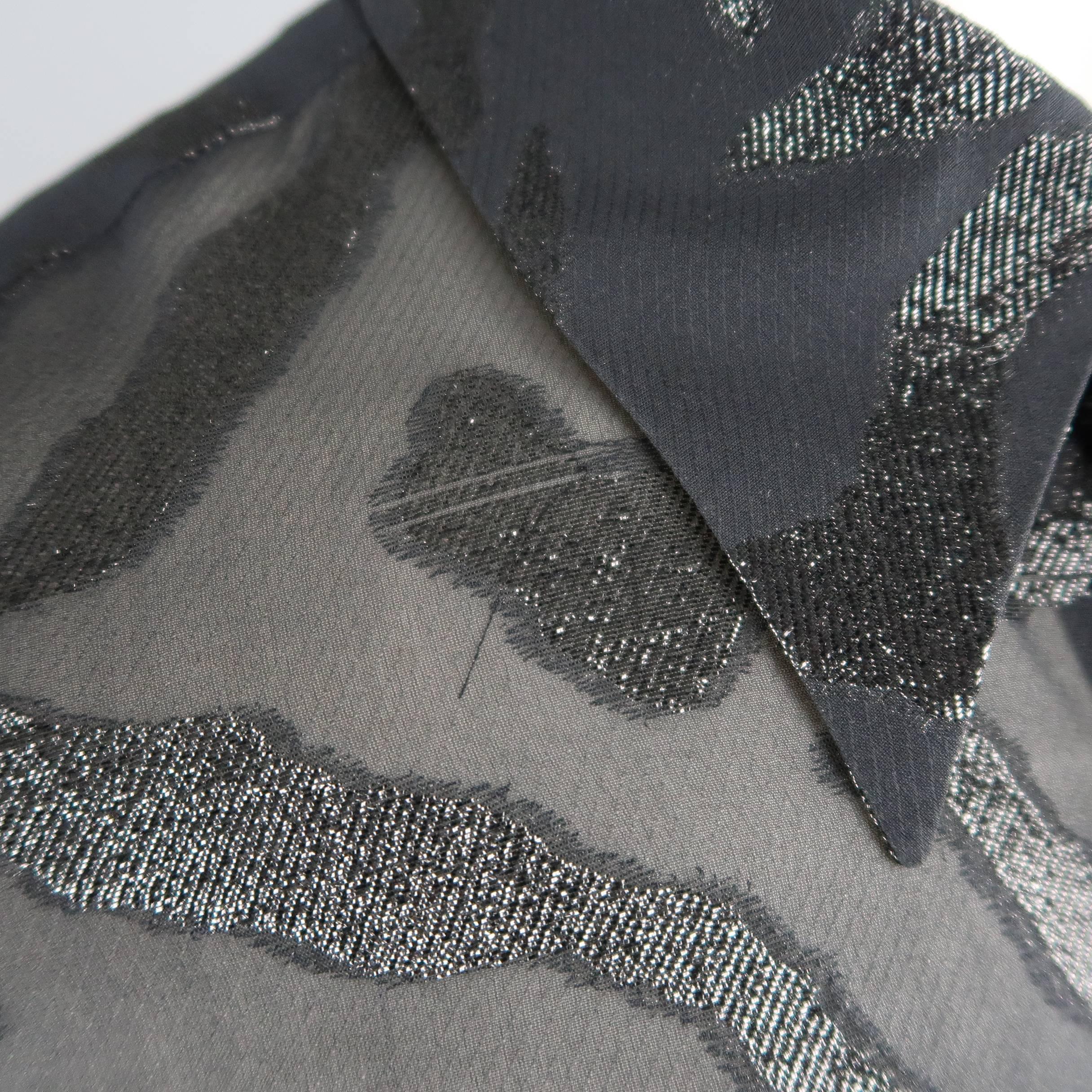 Men's VERSUS by GIANNI VERSACE Size S Black Tiger Print Silk Blend Burnout Shirt 2