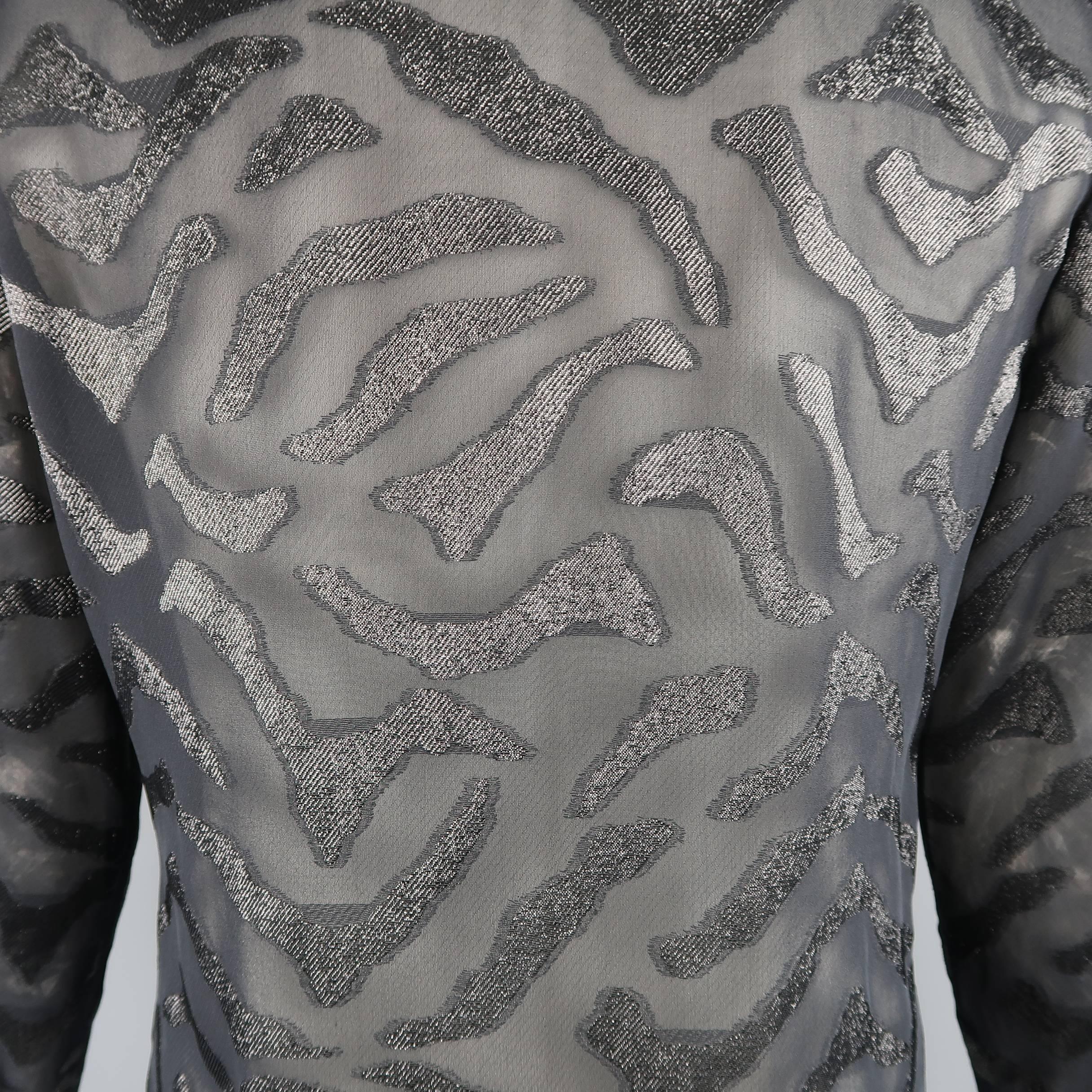 Men's VERSUS by GIANNI VERSACE Size S Black Tiger Print Silk Blend Burnout Shirt 4