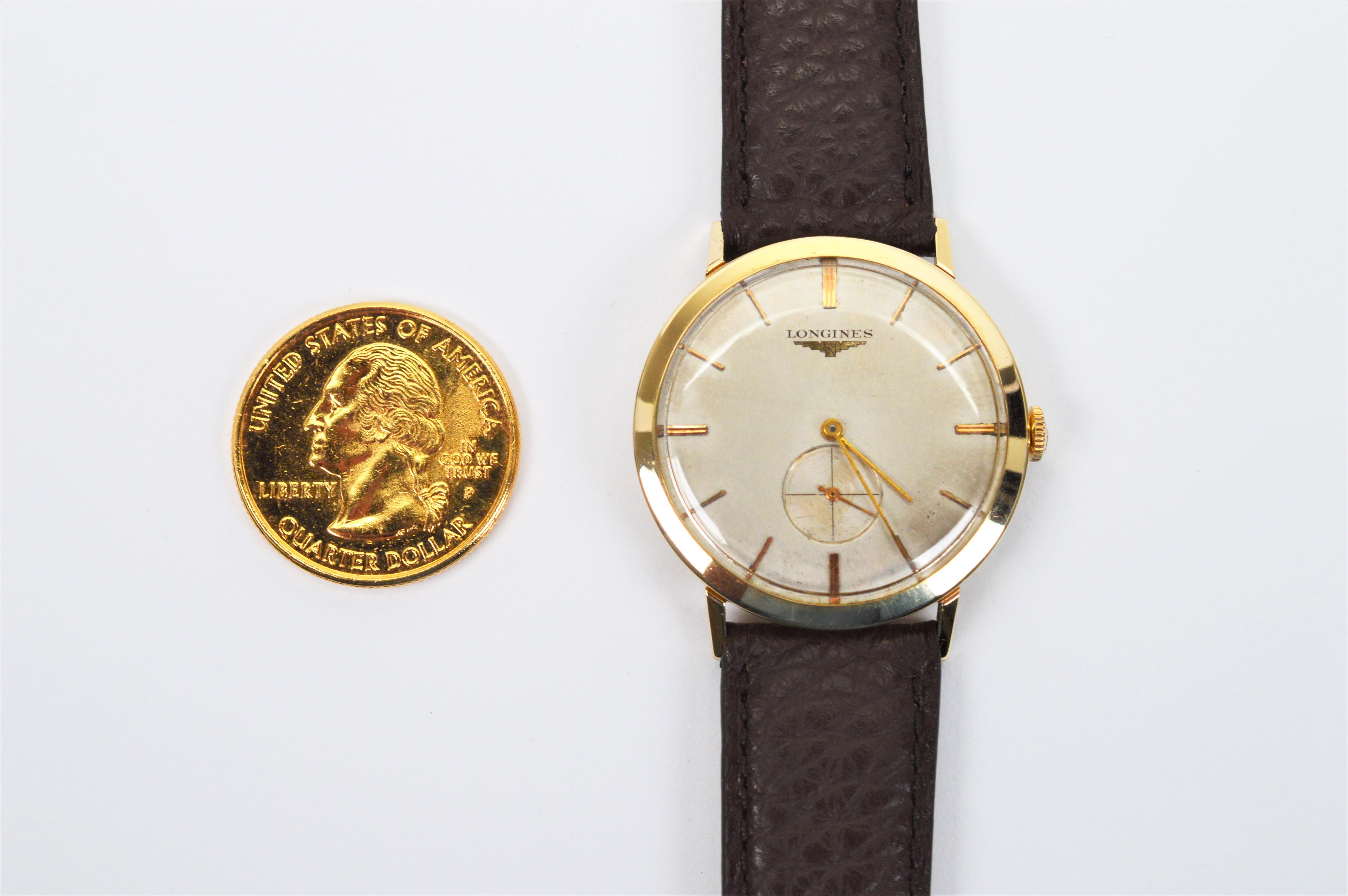 Men's Vintage 14 Karat Yellow Gold Longines Wristwatch 1