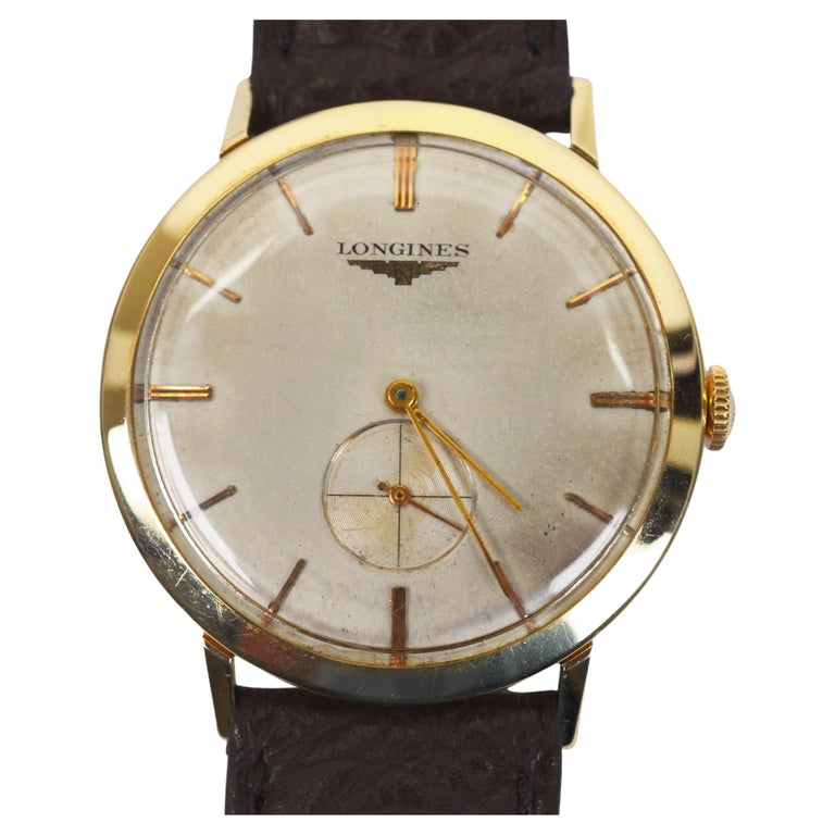 Men's Vintage 14 Karat Yellow Gold Longines Wristwatch For Sale