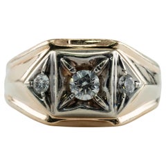 Men's Vintage 14K Gold Diamond Ring, .45ct Total Weight Estate Jewelry