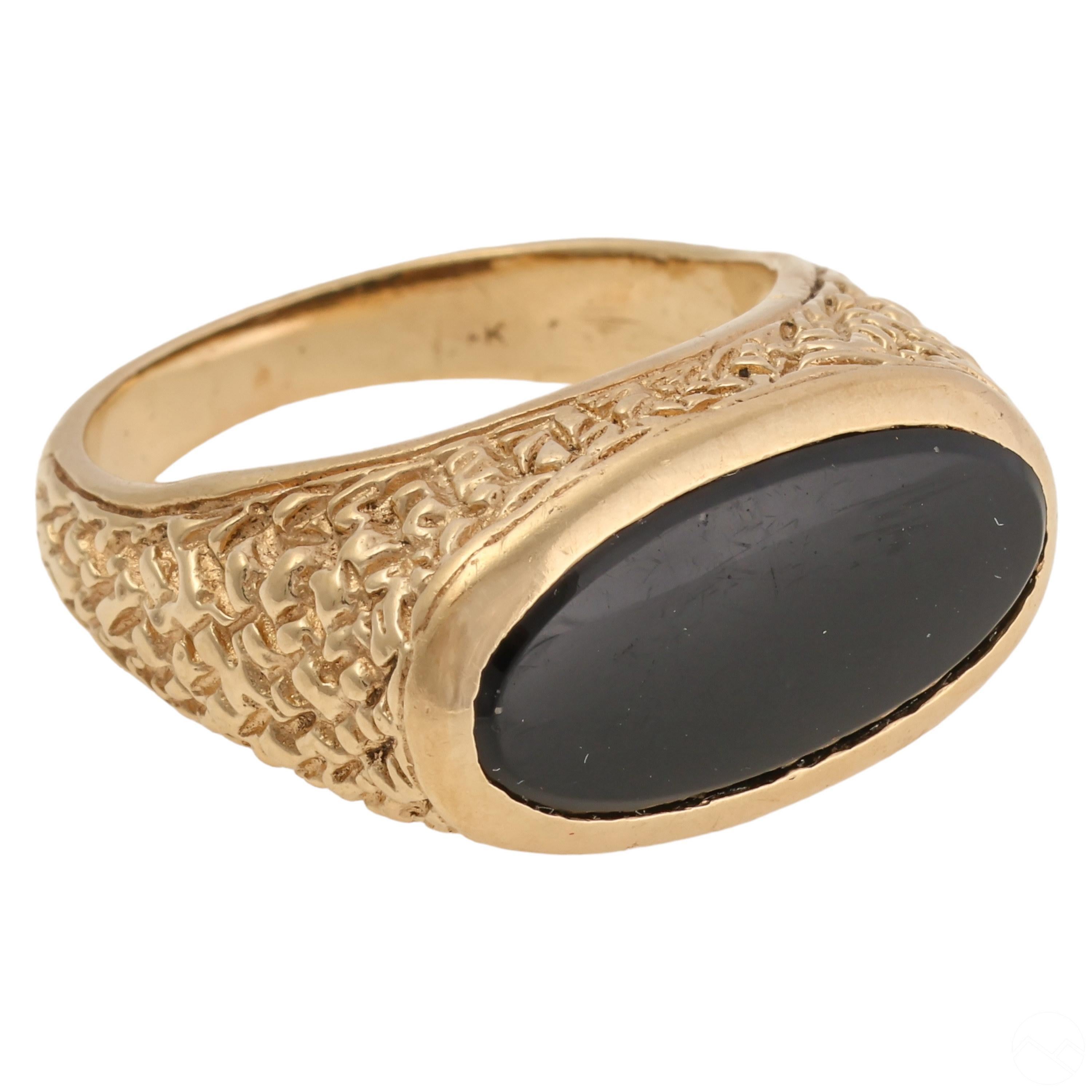 Men's Vintage 14k Yellow Gold Black Onyx Ring Size 8 4