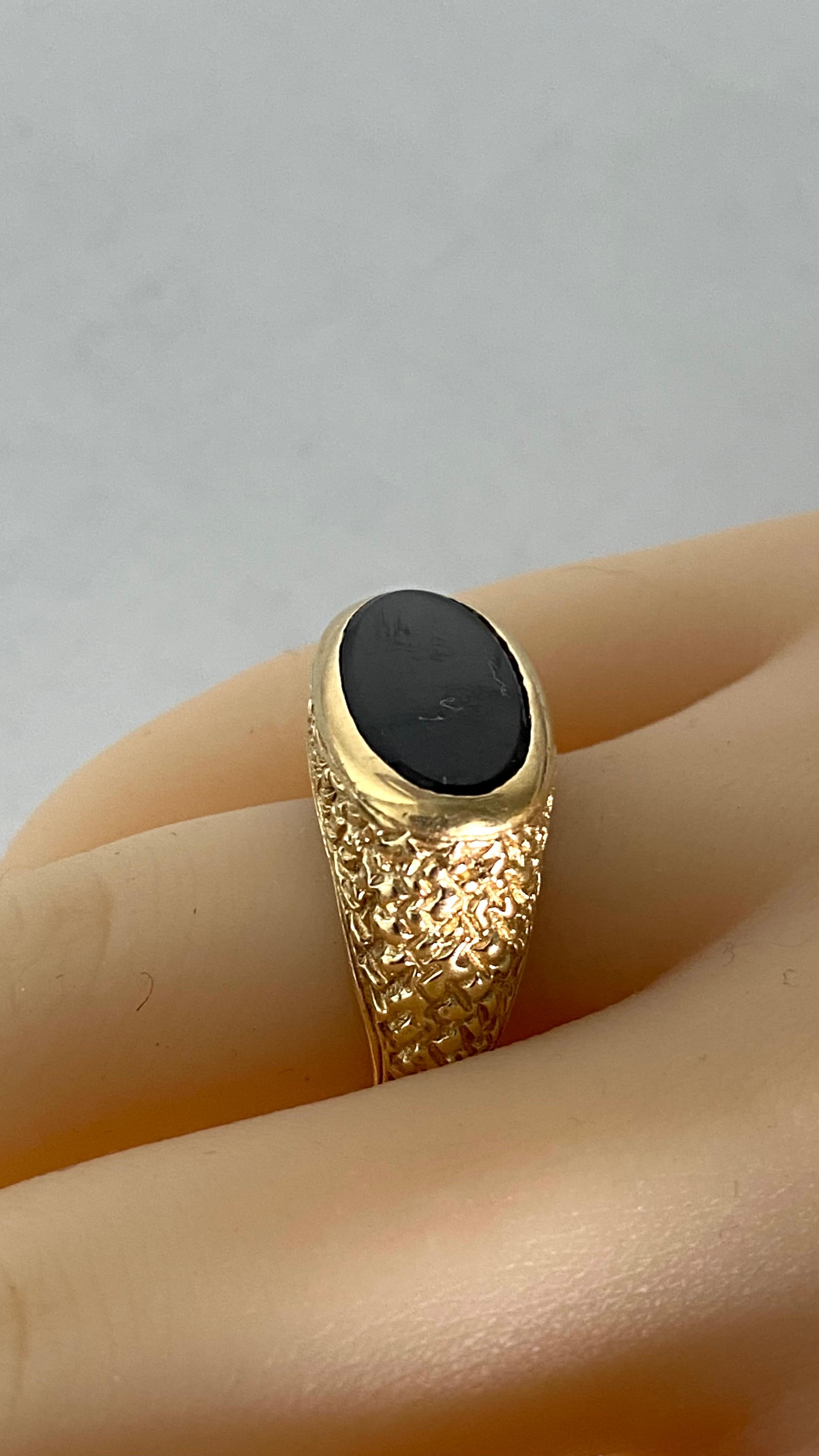 Men's Vintage 14k Yellow Gold Black Onyx Ring Size 8 5